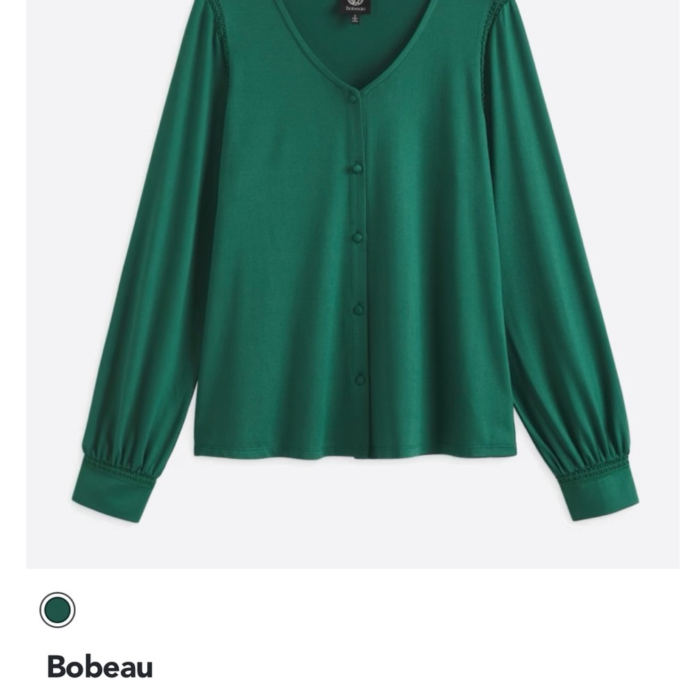 Bobeau StitchFix /New /Women’s Green /M Long sleeve Button-up blouse NWOT